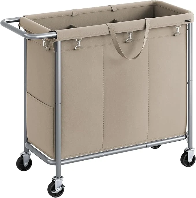 Selected SONGMICS Laundry Basket with Wheels 3-Section Rolling Laundry Hamper 52.8 Gallons 200 L Removable Liner Steel Frame with Handle 35.8 x 15.4 x 31.9 Inches Camel Brown URLS005N01About ThisOverview Lightweight