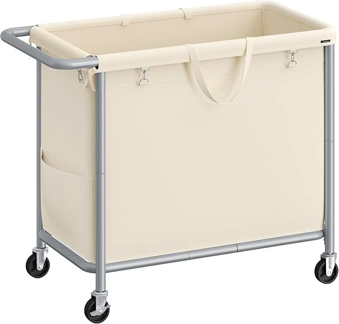 Genuine SONGMICS Laundry Basket with Wheels Rolling Laundry Hamper 47.5 Gallons 180 L Removable Liner Steel Frame with Handle 31.5 x 15.4 x 31.9 Inches Cream White URLS011W01About ThisOverview High-Performance