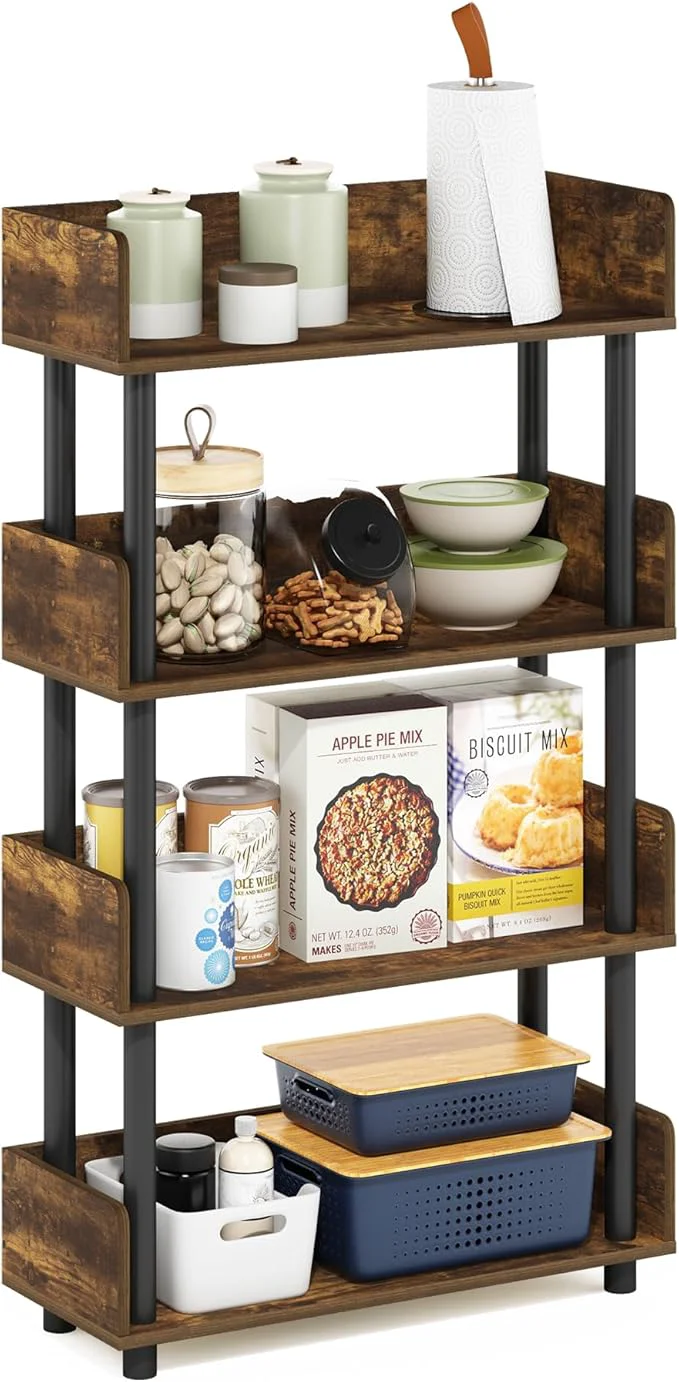 Trendy Furinno Turn-N-Tube 4-Tier Toolless Display Rack Amber Pine BlackAbout ThisOverview Breathable