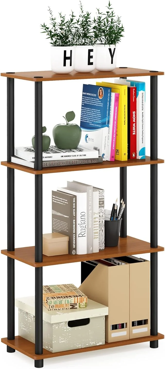 Exclusive Furinno 99557LC BK Turn-N-Tube 4-Tier Multipurpose Shelf Display Rack - Light Cherry BlackAbout ThisOverview Lightweight