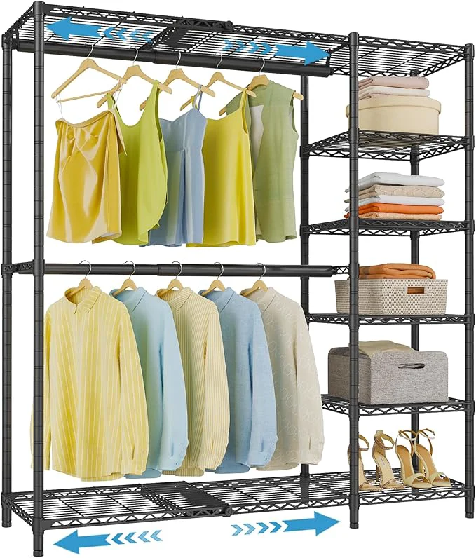 Premium VIPEK X2 Expandable Reach-in Closet Racks Adjustable from 3'3 to 4'8 Portable Open Walk-in Closet Rack System with Flexible Shelves and Hanger Rods Clothing Rack for Hanging Clothes BlackAbout ThisOverview Smart
