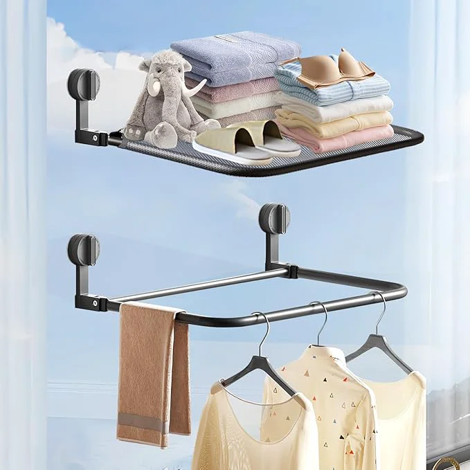Detailed 15.7 Wall Drying Rack Clothing Dual Mode Collapsible Laundry Hanger Wall Mount Window Shelf for Cats 1-Tier Folded Mesh Clothes Drying Rack Space Saver for Bathroom Window Tile 1 PackAbout ThisOverview Premium Material