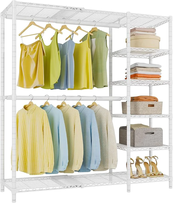 Premium VIPEK X2 Expandable Reach-in Closet Racks Adjustable from 3'3 to 4'8 Portable Open Walk-in Closet Rack System with Flexible Shelves and Hanger Rods Clothing Rack for Hanging Clothes WhiteAbout ThisOverview Breathable