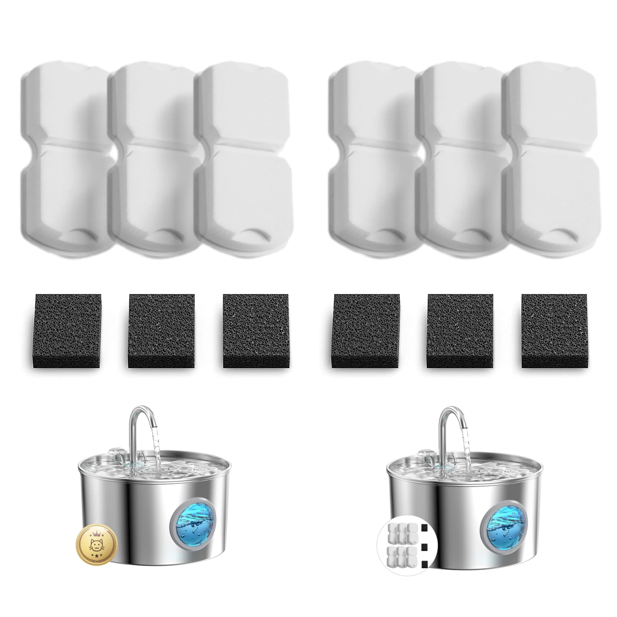 Convenient GIOTOHUN Cat Fountain Filter – 12 Filters 6 Carbon 6 Foam for S11 Stainless Optimized