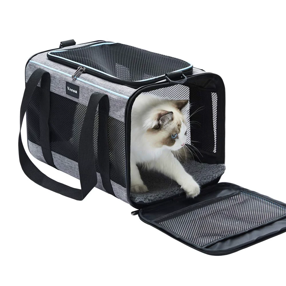 Convenient Vceoa 17.5x11x11 Inch Pet Carrier for Cats Small Dogs — Soft-Sided Travel Carrier Up to 16 Lbs Reusable