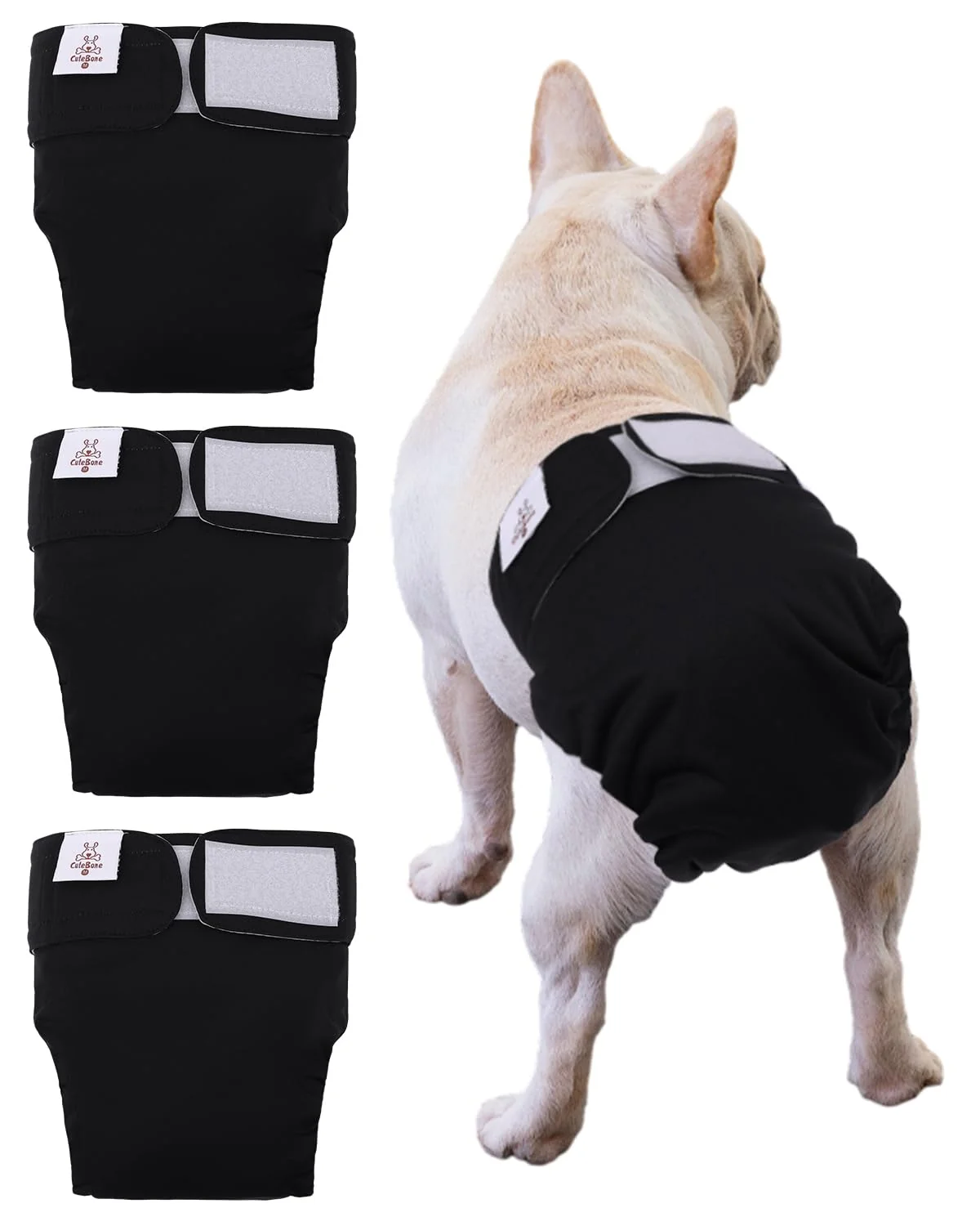 Fashionable CuteBone Washable Dog Diapers – Female No Tail Hole 3 Pack Original