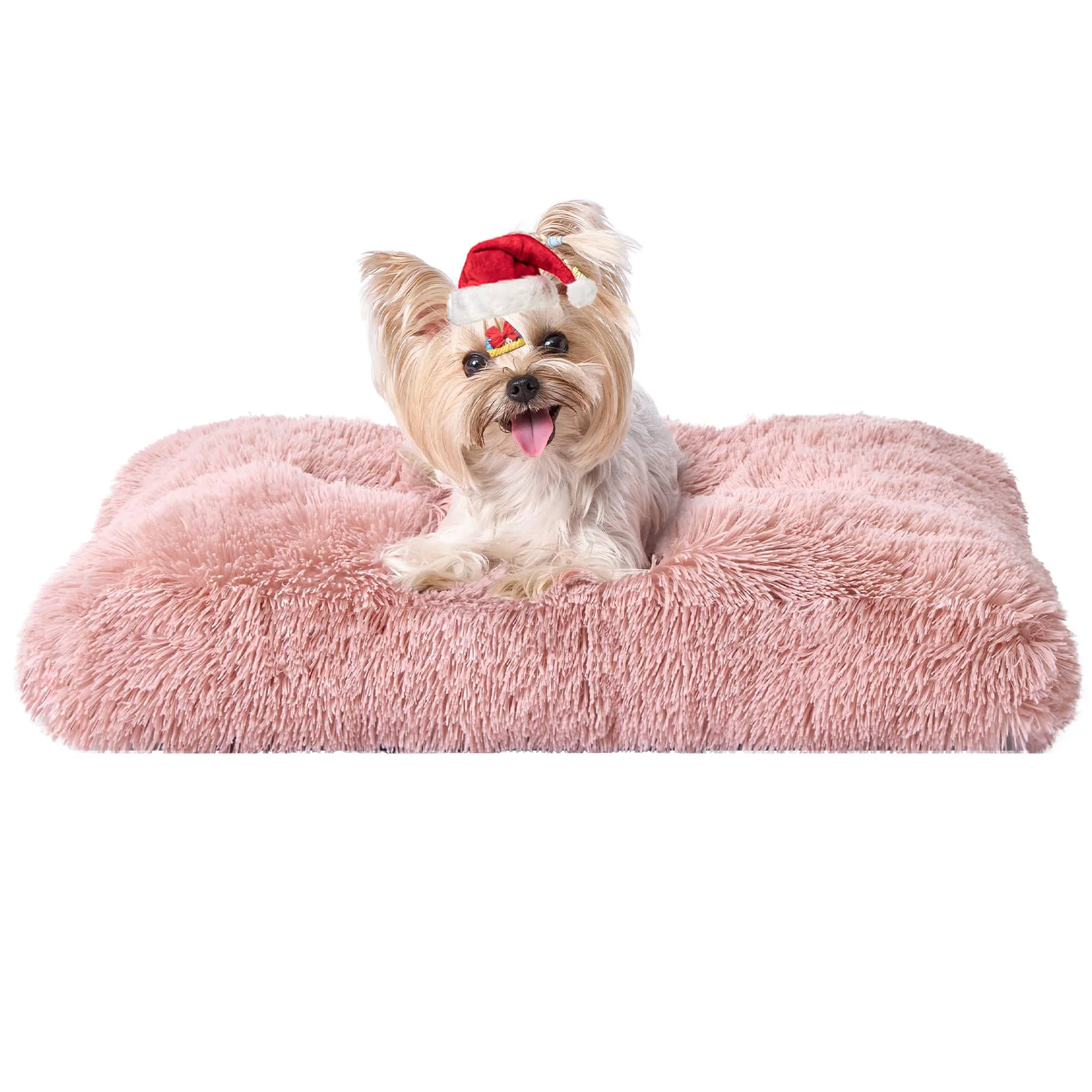 Sophisticated EHEYCIGA Fluffy Dog Bed - Plush Faux Fur Crate Pad Non-Slip Washable Pink Efficient