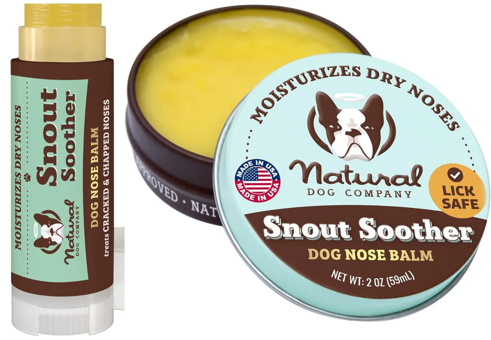Fine Crafted Natural Dog Company Snout Soother Bundle – Organic Nose Balm for Dogs 2oz Tin 0.15oz Stick Verified