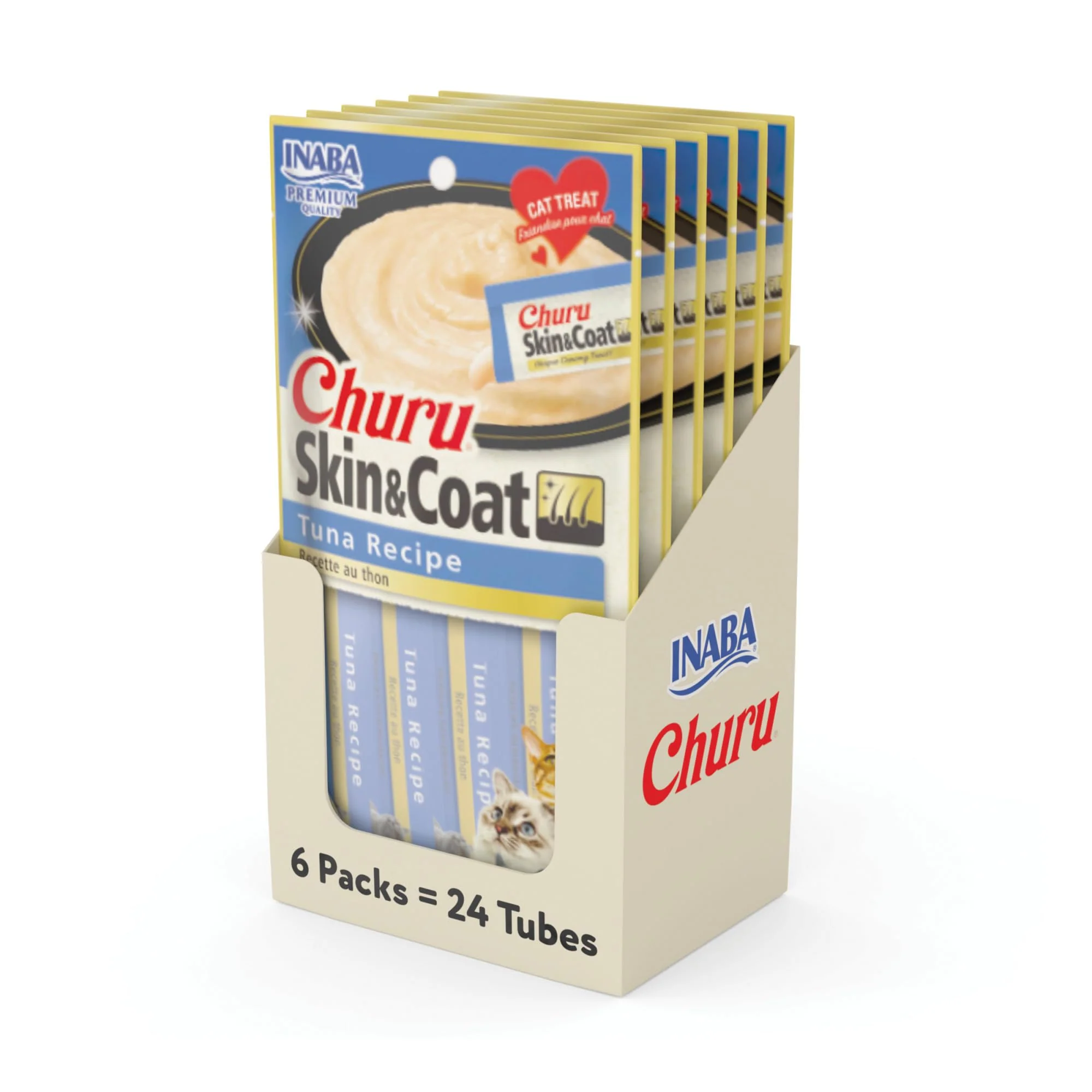 Stylish INABA Churu Tuna Lickable Purée for Skin Coat with Omega Oils – 24 Tubes 0.5 oz each Elite