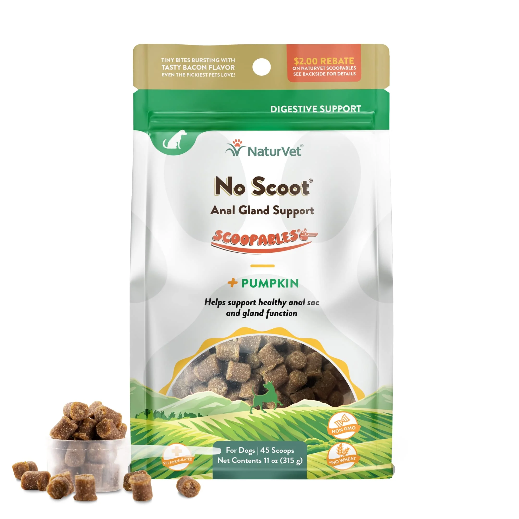 Easy-to-Use NaturVet Scoopables No Scoot for Dogs – Anal Gland Bowel Support Chews Recyclable