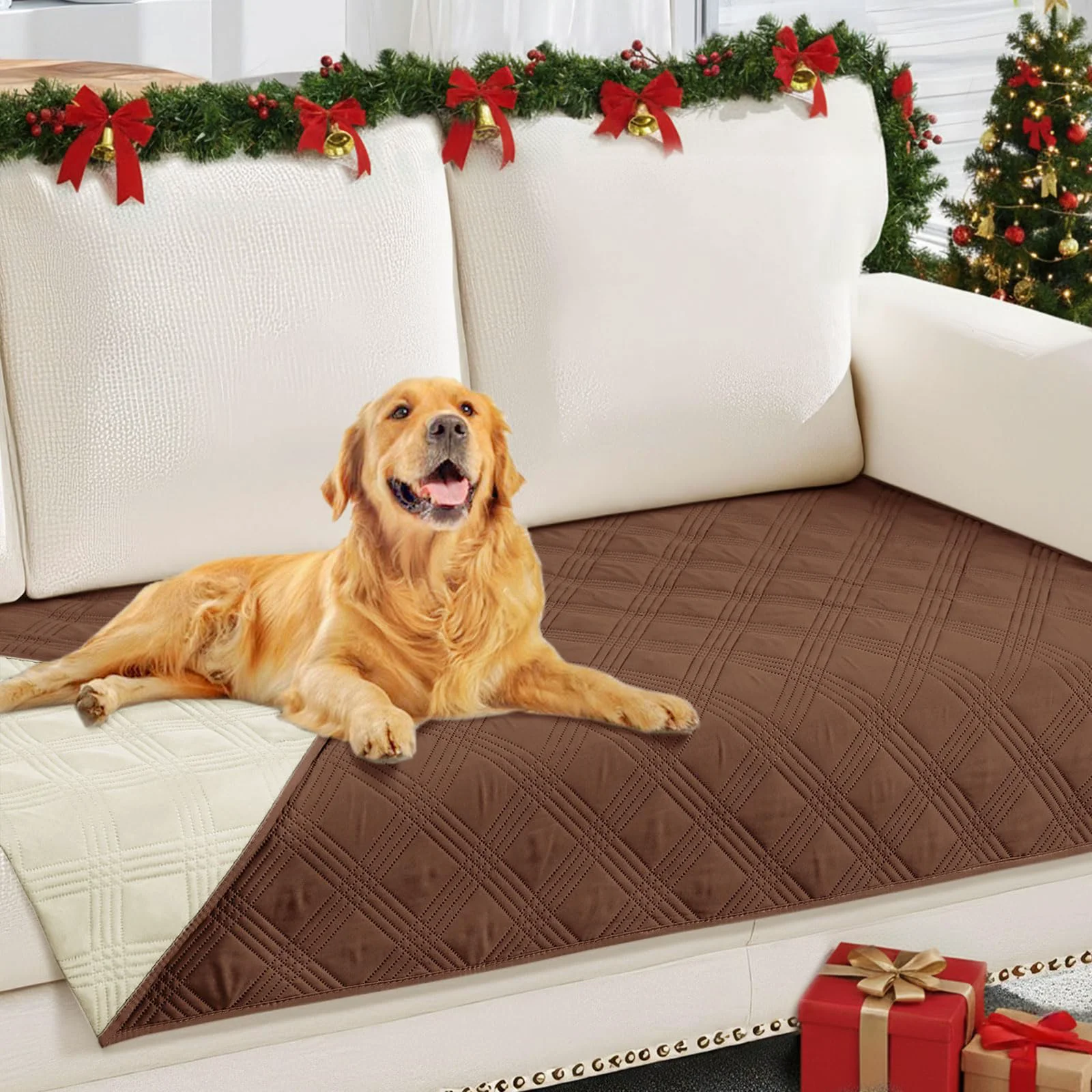 Innovative hyha Waterproof Dog Blanket – Reversible 30x70 Sofa Cover Brown Beige Enhanced