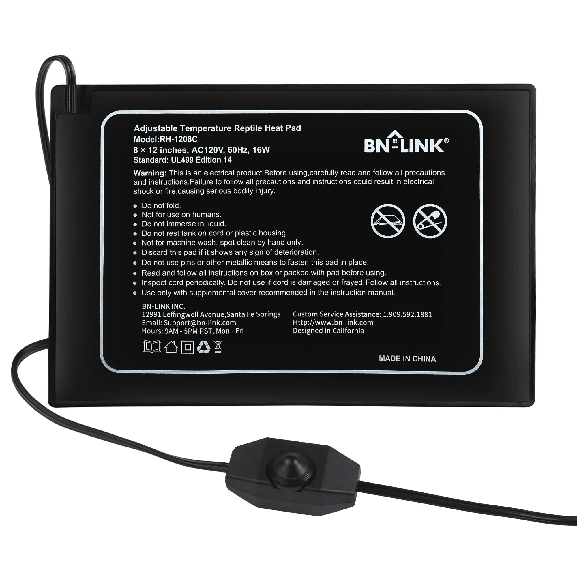 Classic BN-LINK Reptile Heating Pad 8x12 with Adjustable Temperature – Waterproof Under Tank Heater Top-Quality
