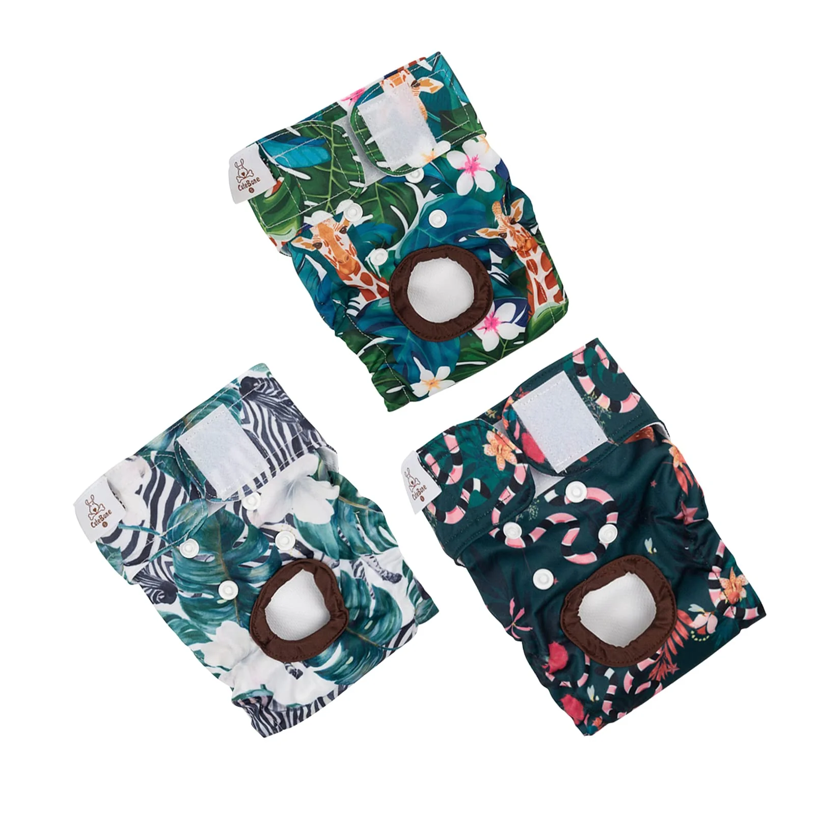 Comfortable CuteBone Dog Diapers - Washable Female Diapers 3-Pack S M L for Heat Potty Training Light Incontinence Smart