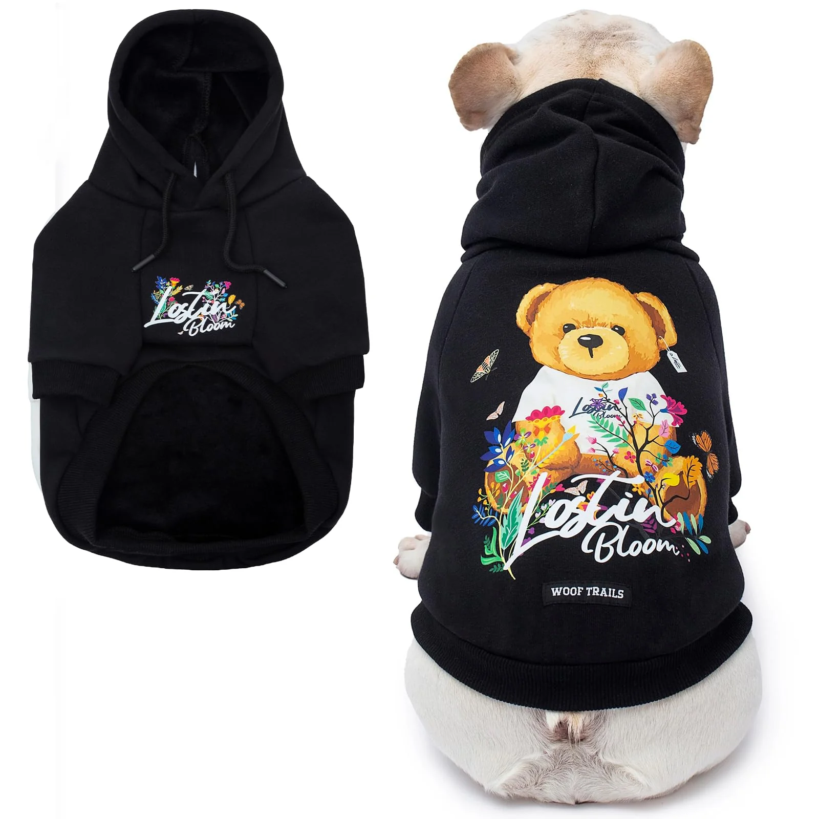 Soft Blooming Teddy Hoodie for Small Dogs Woof Trails Extra Warm Fleece Stretchy Fit Optimized