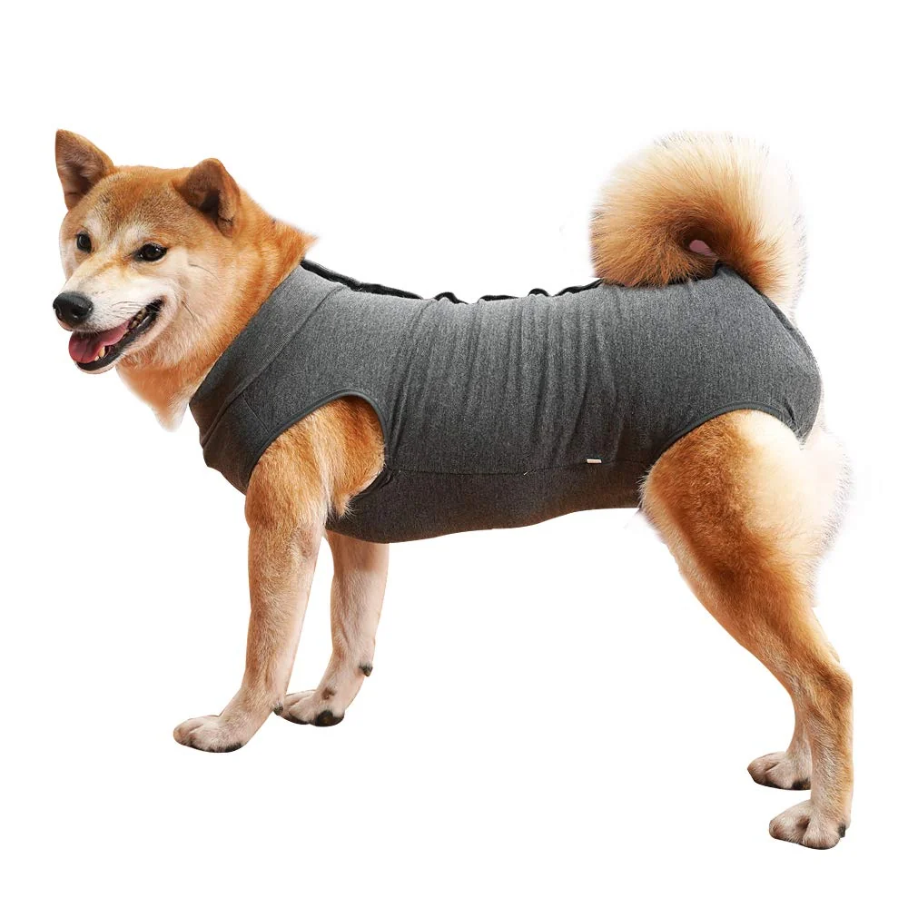 Verified Dotoner Dog Recovery Suit XL Grey Post-Operative Vest E-Collar for Pets Versatile