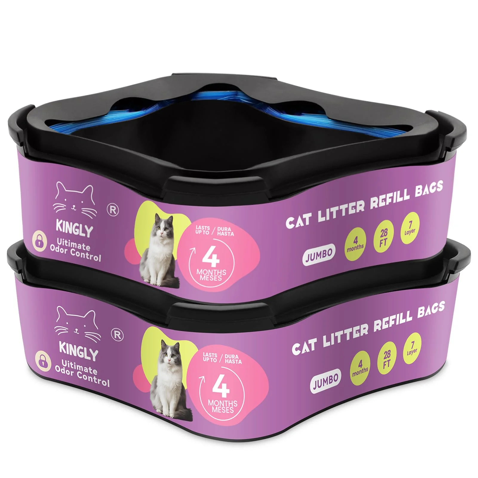 Exclusive KINGLY Premium Cat Litter Refill Bags – Jumbo 28ft 2-Pack with Odor Control Responsible