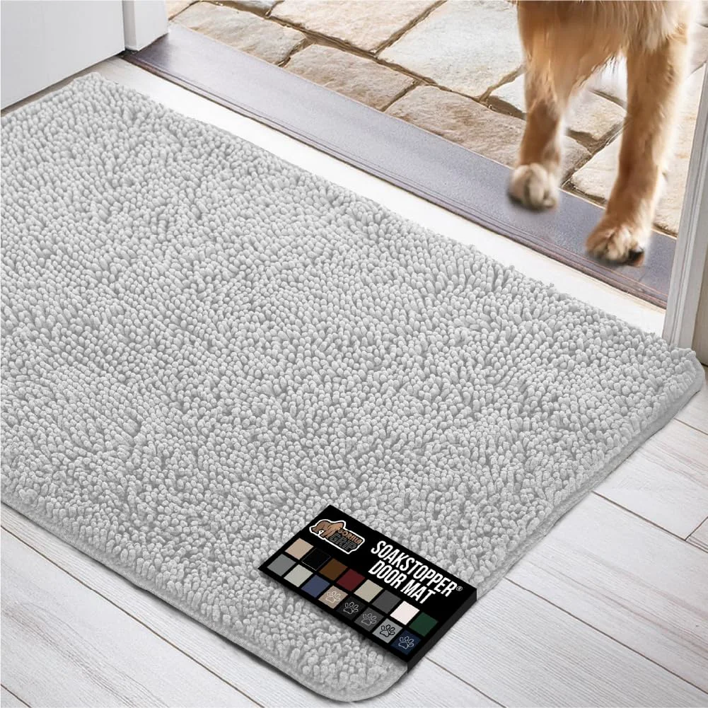 Healthy GORILLA GRIP SOAKSTOPPER Dog Door Mat 24x17 Absorbent Chenille Entry Rug First-Class