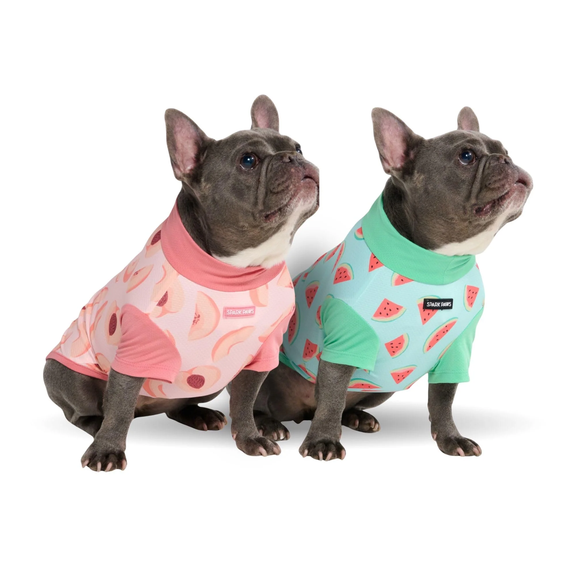 Powerful Spark Paws Sunblock Dog T-Shirt SPF30 Watermelon Peach Set of 2 - Size M Lightweight Quick-Dry Exceptional