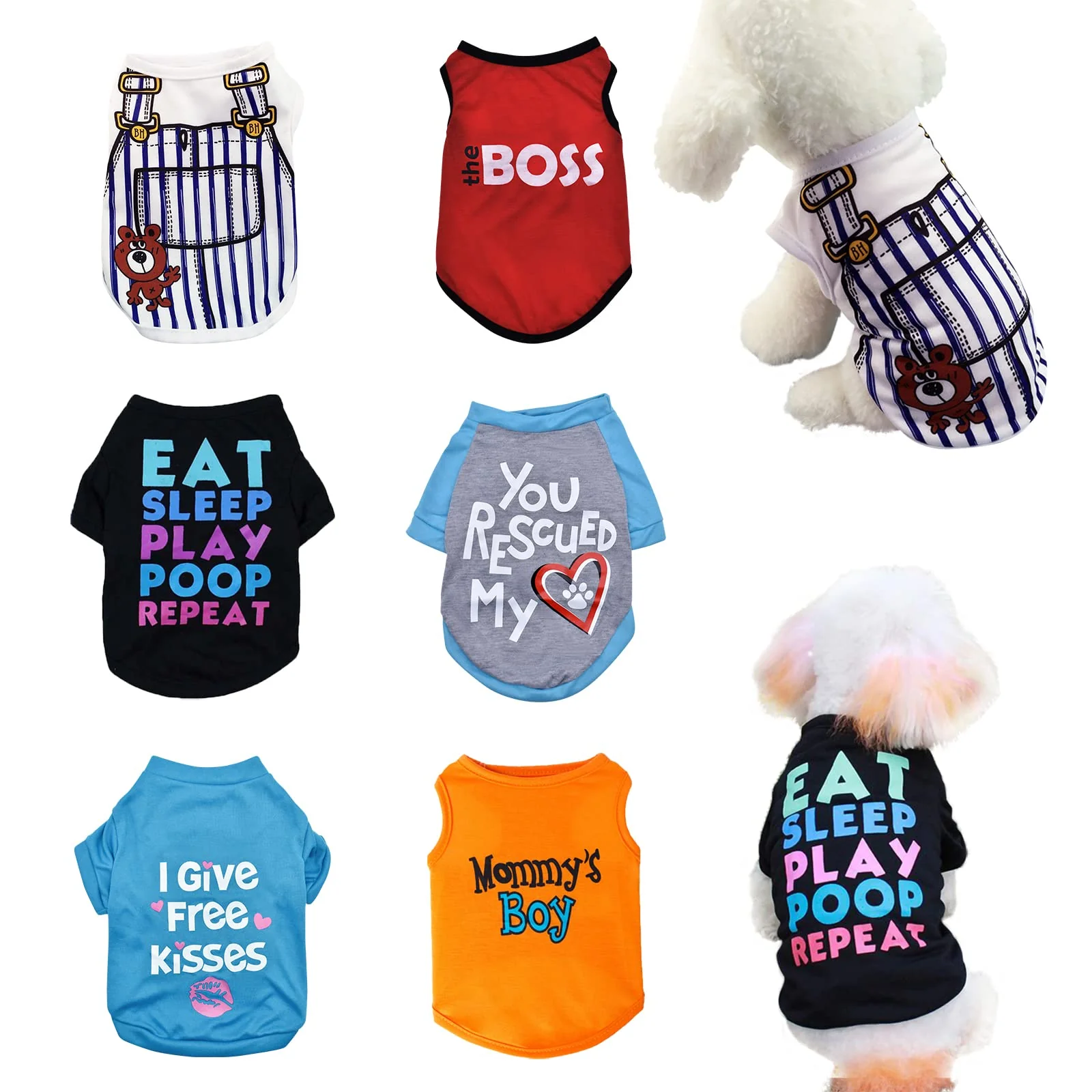 Carefully Designed KATOLK 6 Pack Dog Shirts for Small Dogs — Soft Breathable Sleeveless Vests for Chihuahuas Yorkies Environmentally Friendly