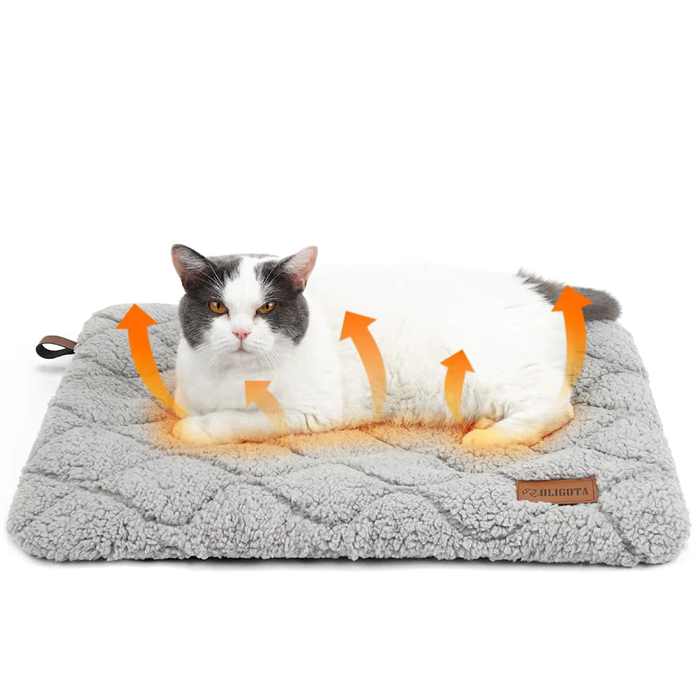 Sustainable ULIGOTA Self-Warming Cat Bed – 24x18 in Non-Electric Plush Sherpa Pet Pad Responsible