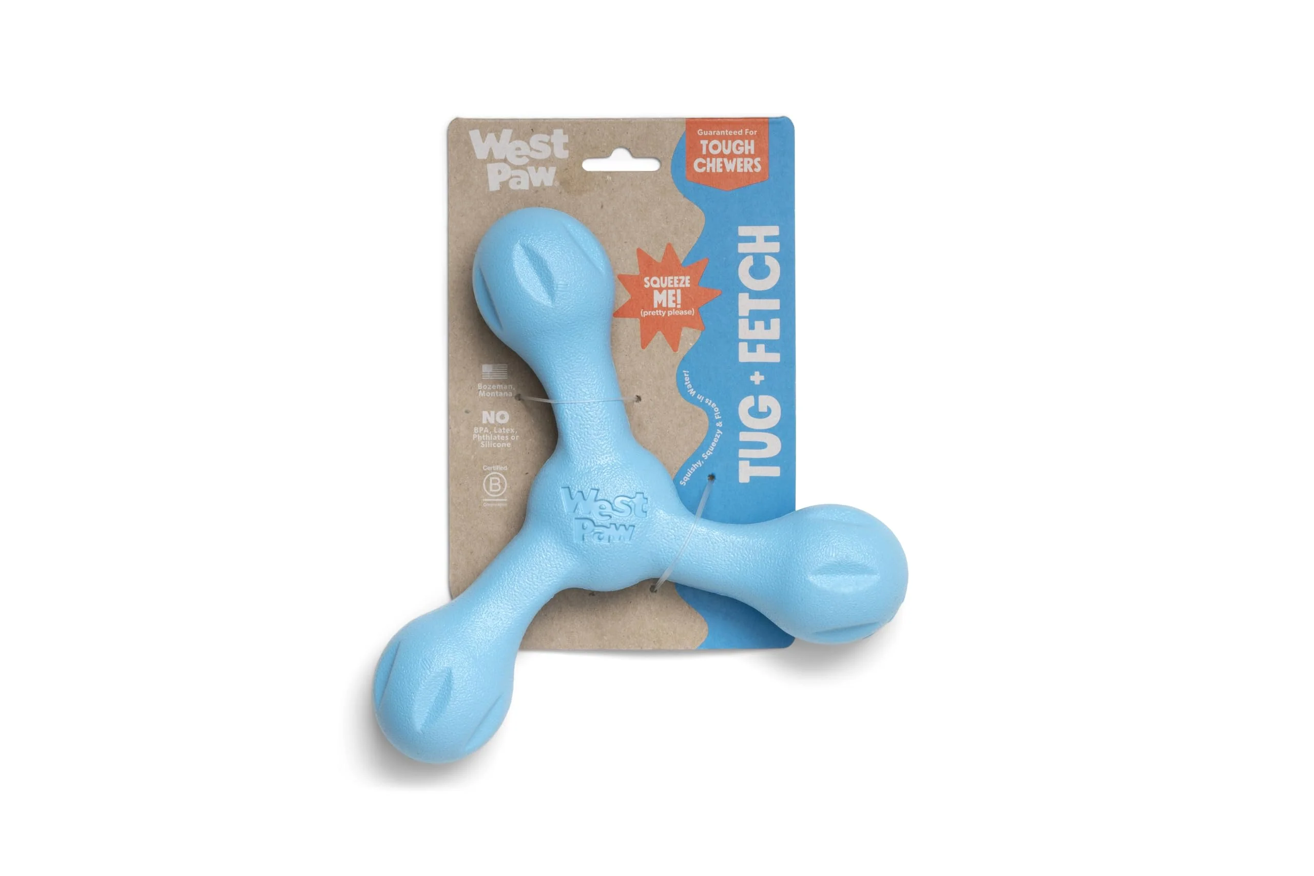 Outstanding WEST PAW Zogoflex Air Skamp Tug-of-War Toy – Large 8.5 inch Aqua Blue for Chewing Catch Fetch Prestigious