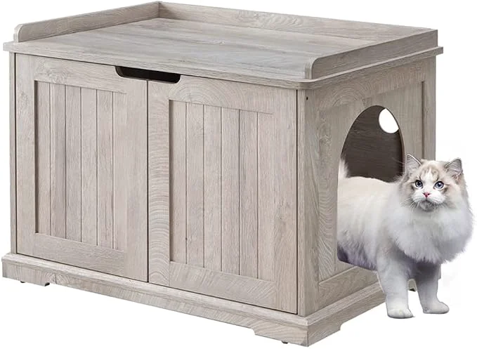 Clean unipaws Cat Litter Box Enclosure Furniture Hidden Litter Box Cover Washroom Fine