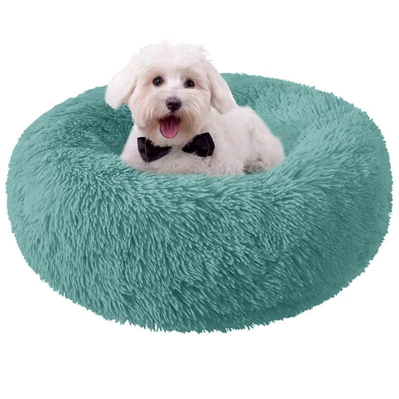 Easy-to-Use Nisrada Round Calming Dog Bed – 24-Inch Plush Slip-Resistant Washable Pet Bed Enhanced