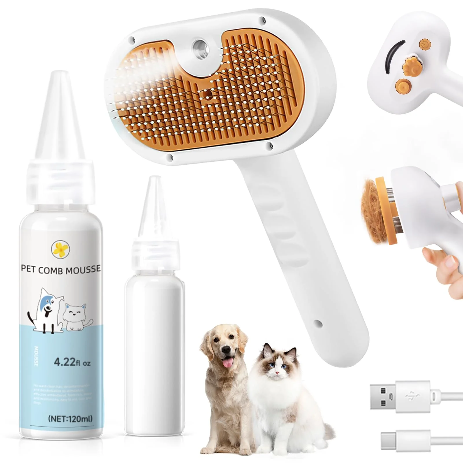 Elegant FASHIONARI Pet Steam Brush – 3-in-1 Grooming Hair Removal Steam Spray Responsible
