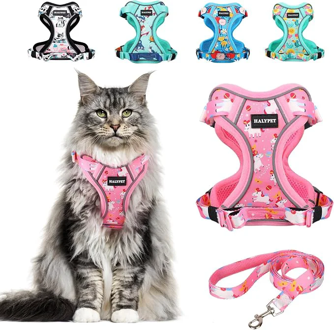 Comfortable Halypet Cat Harness and Leash Set Cute Escape Proof Vest Harness Fine Crafted