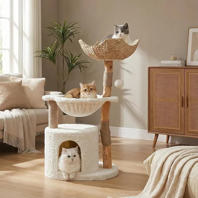Consistent Modern Cat Tree for Large Cats Wood Cat Tower for Indoor Cats Branch Casual