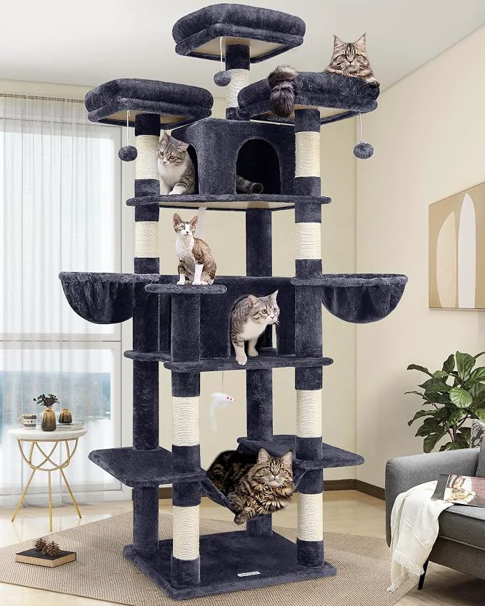 Long-Lasting Globlazer Big Cat Tower for Indoor Cats 80inch Cat Tower for Multiple Adult Efficient