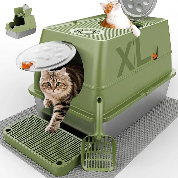 Contemporary Stainless Steel Litter Box Luxury