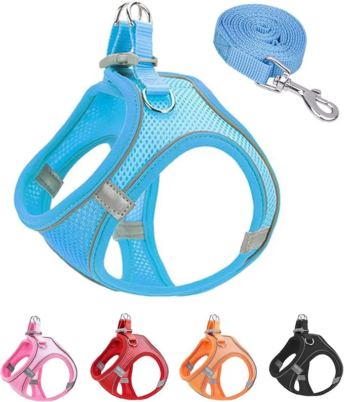 Crafted XXS Blue Soft Mesh Dog Harness and Leash Set No Escape Puppy Harnesses Selected