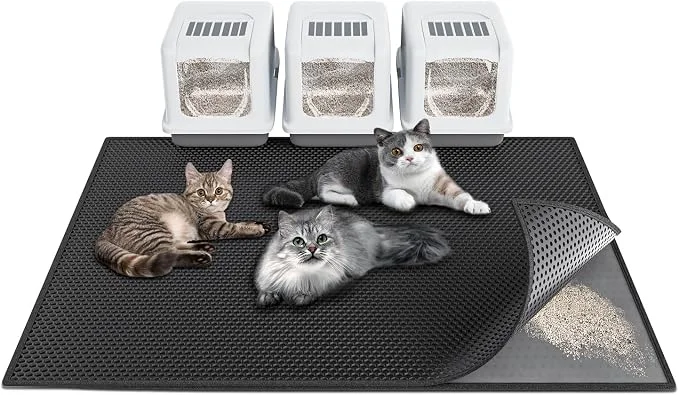 Reusable Cat Litter Box Mat 47 x 36 Waterproof Kitty Cat Litter Trapping Mat Carefully Designed
