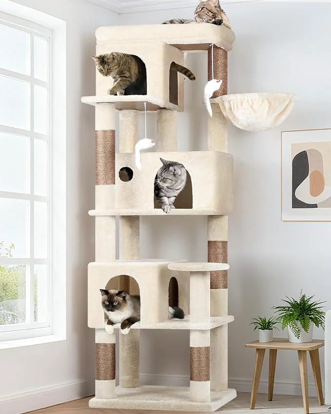 Specialty Globlazer Corner Cat Tree 66 inch Multi-Level Climbing Tower Kitty Condos Cat Optimized
