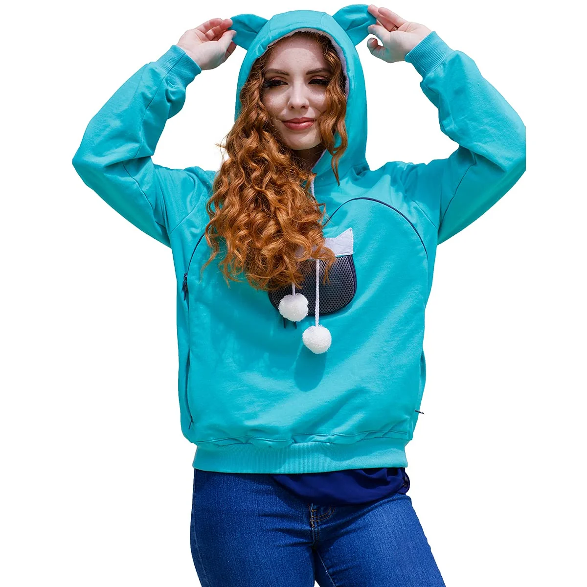 Fine Crafted ALYC Unisex Hoodies Pet Holder with Cat Pouch Carrier – Green XL Fine