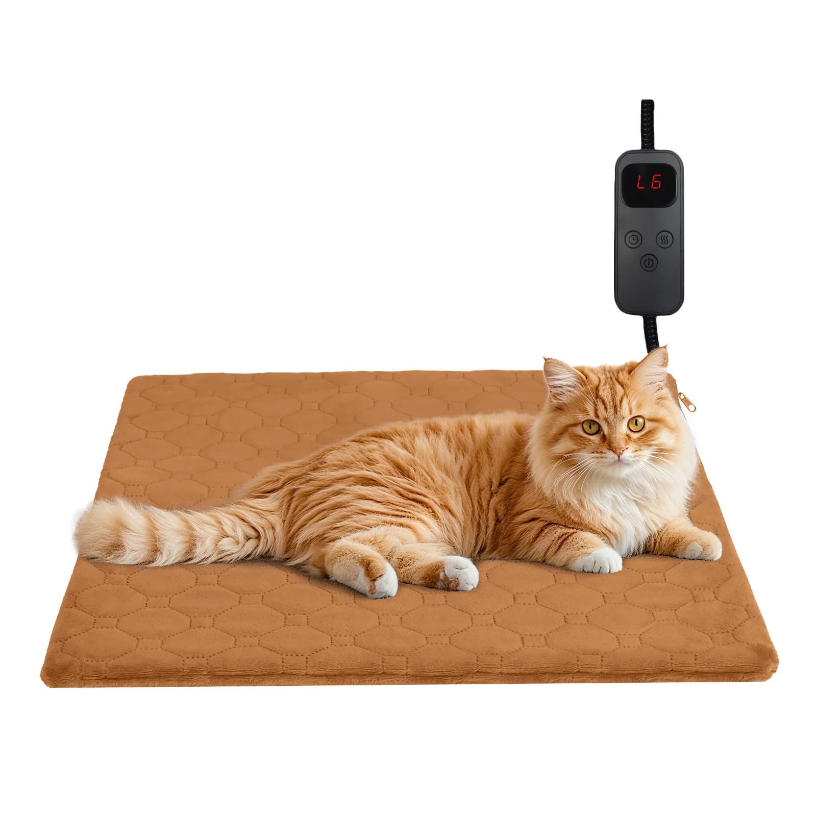 Premium TECHTAIL Pet Heating Pad for Cats Dogs — Adjustable Temp Timer 17.7 x 17.7 Waterproof Bed Mat Green