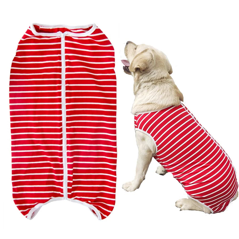 Secure Kukaster Pet Dog Recovery Suit Post-Surgery Shirt – Red White XL Unisex Prestigious