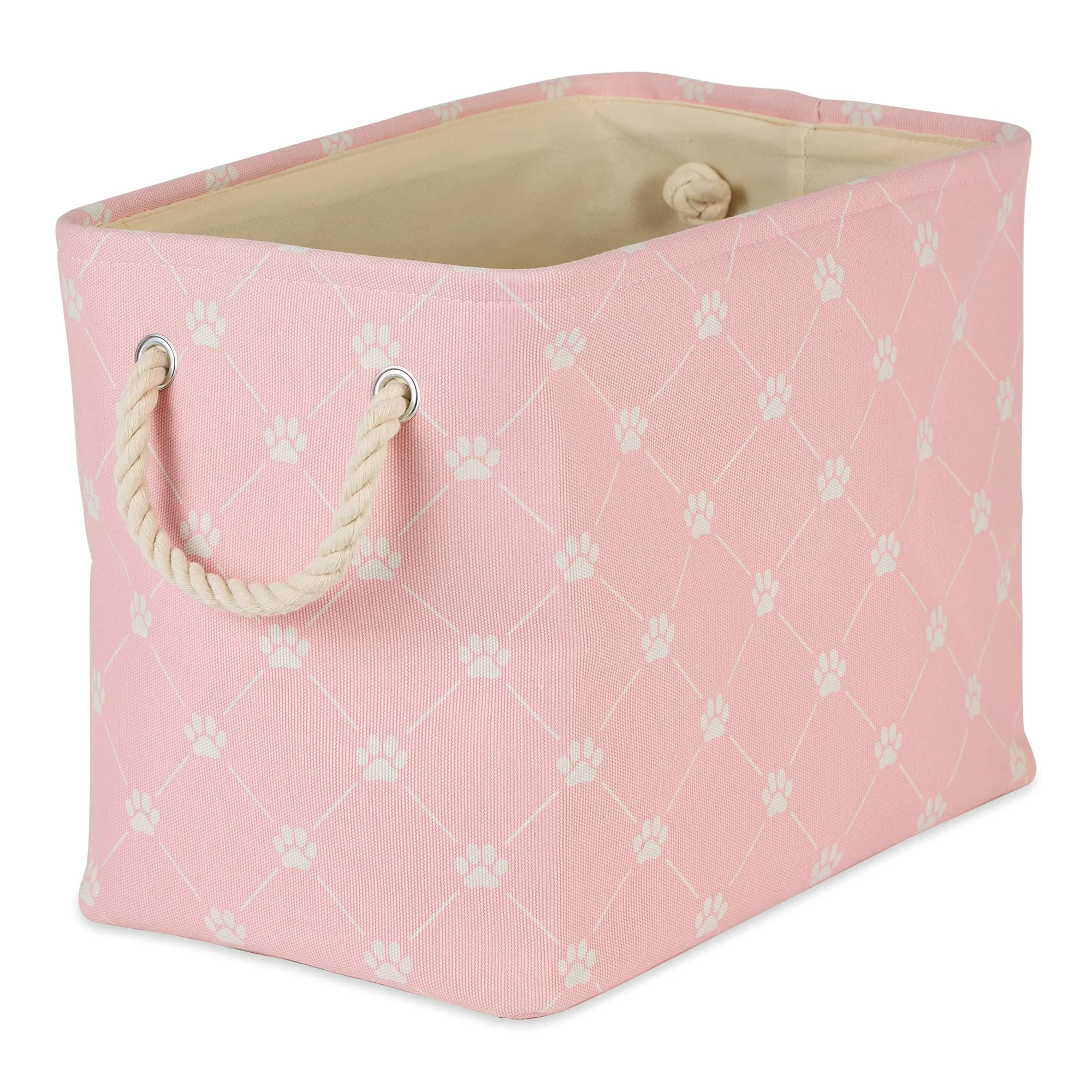 Versatile Bone Dry Pet Storage Paw and Bone — Trellis Collection Small Rectangle Bin 14x8x9 Pink Original