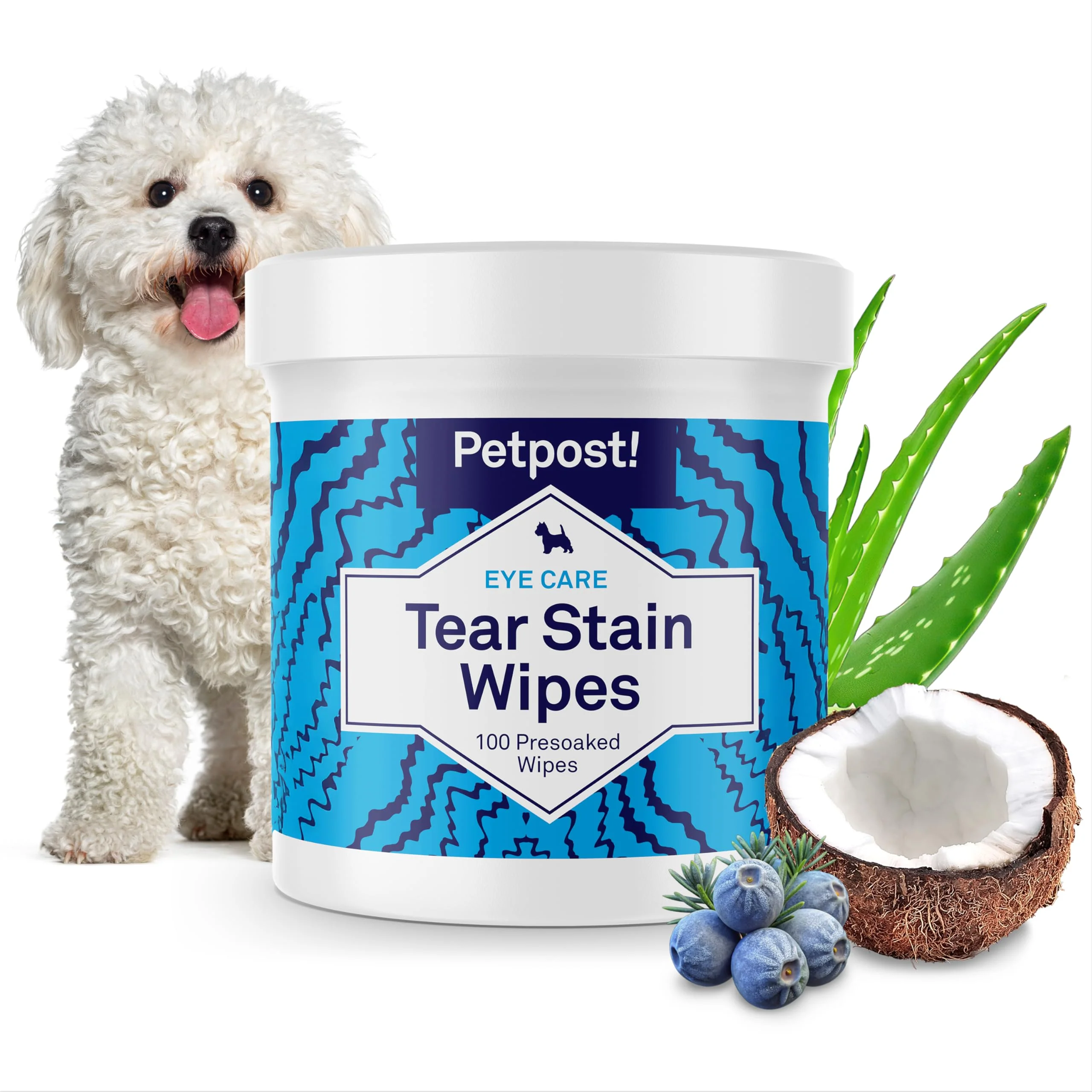 Genuine Petpost Tear Stain Remover Wipes for Dogs Gentle Eye Care with Juniper Coconut Long-Lasting