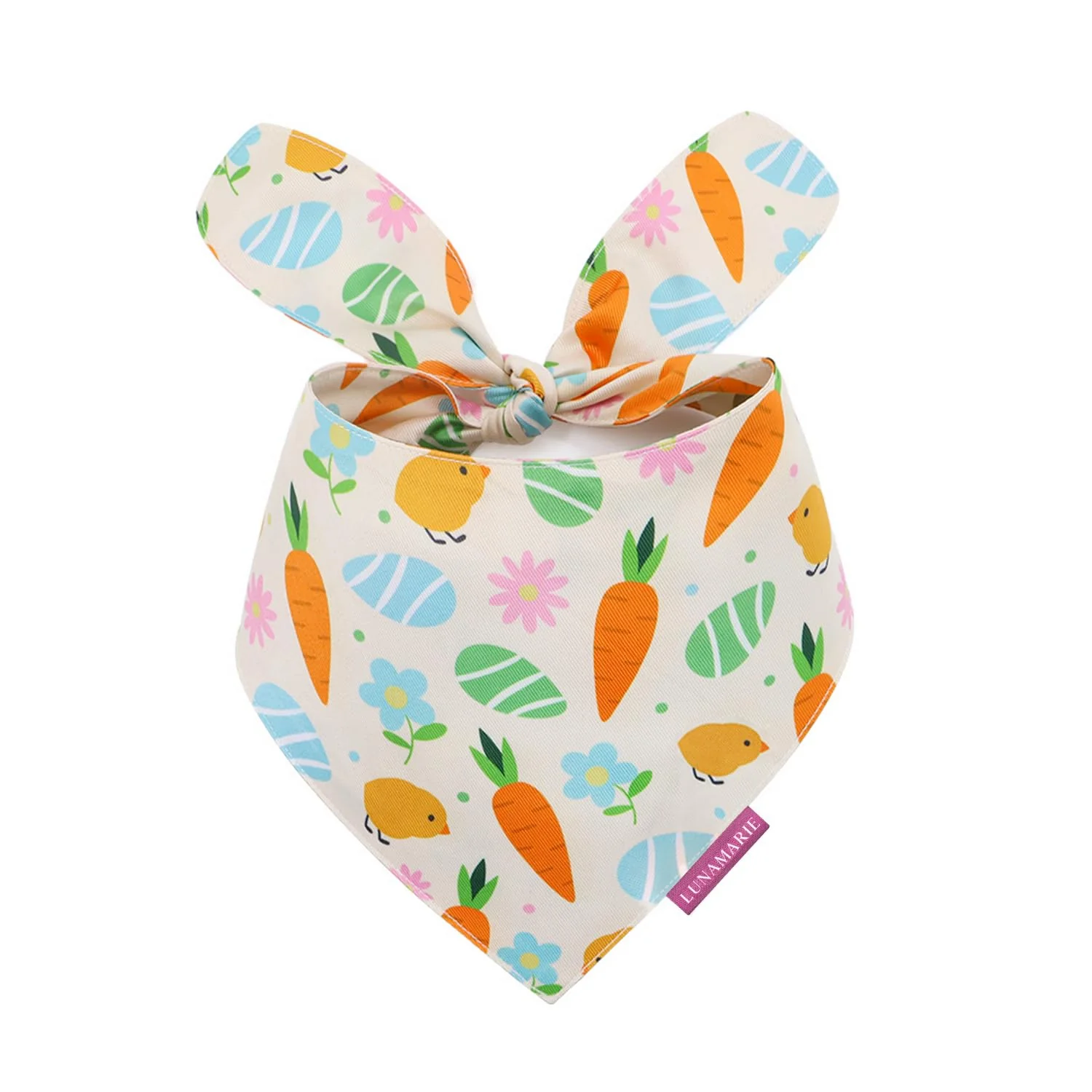 Safe LunaMarie Luxury Pet Birthday Bandana - Handmade Dual-Layer Silky-Poly Easter Garden Medium Versatile
