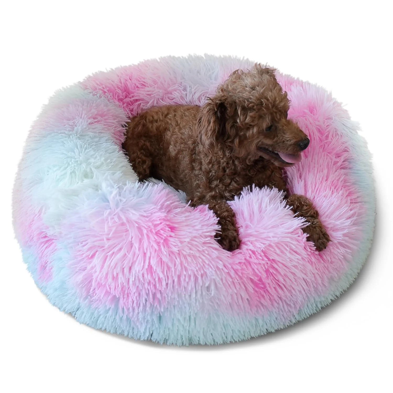 Exceptional nononfish Puppy Bed for Calming Dogs — 19in Peach Donut Bed for Small Dogs Up to 15 lbs Washable Quality