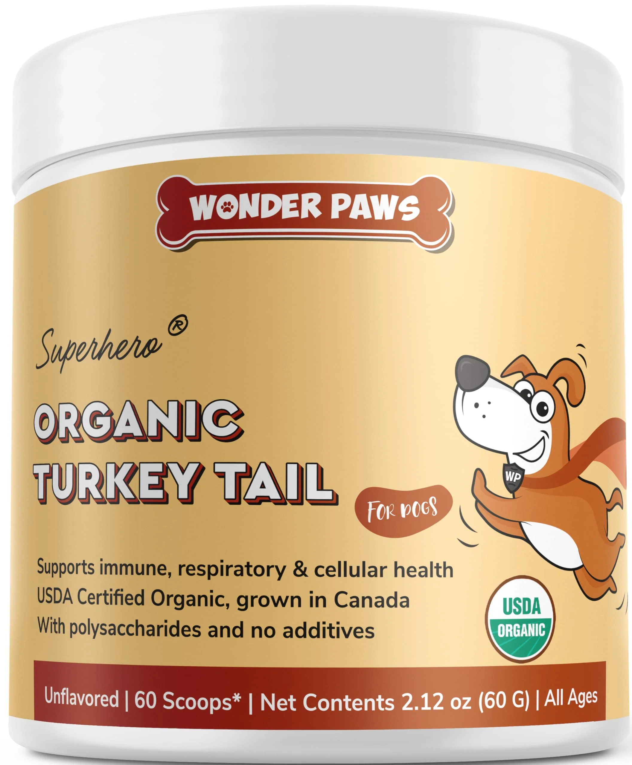 Refined Wonder Paws Organic Turkey Tail Mushroom Powder for Dogs – Immunity Respiratory Digestion Support 2.12 oz Prestigious