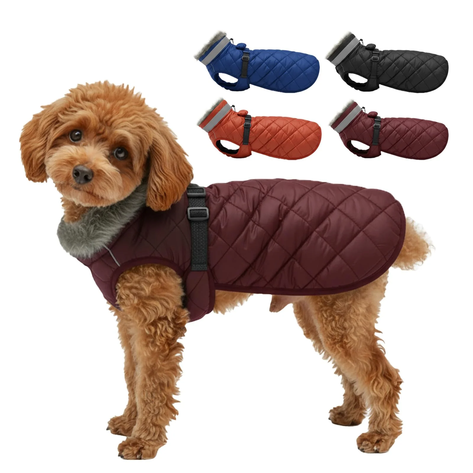 Next-Generation LUVMOJO Winter Jacket Size M for Small Medium Dogs – Waterproof Coat with Fur Collar Refined