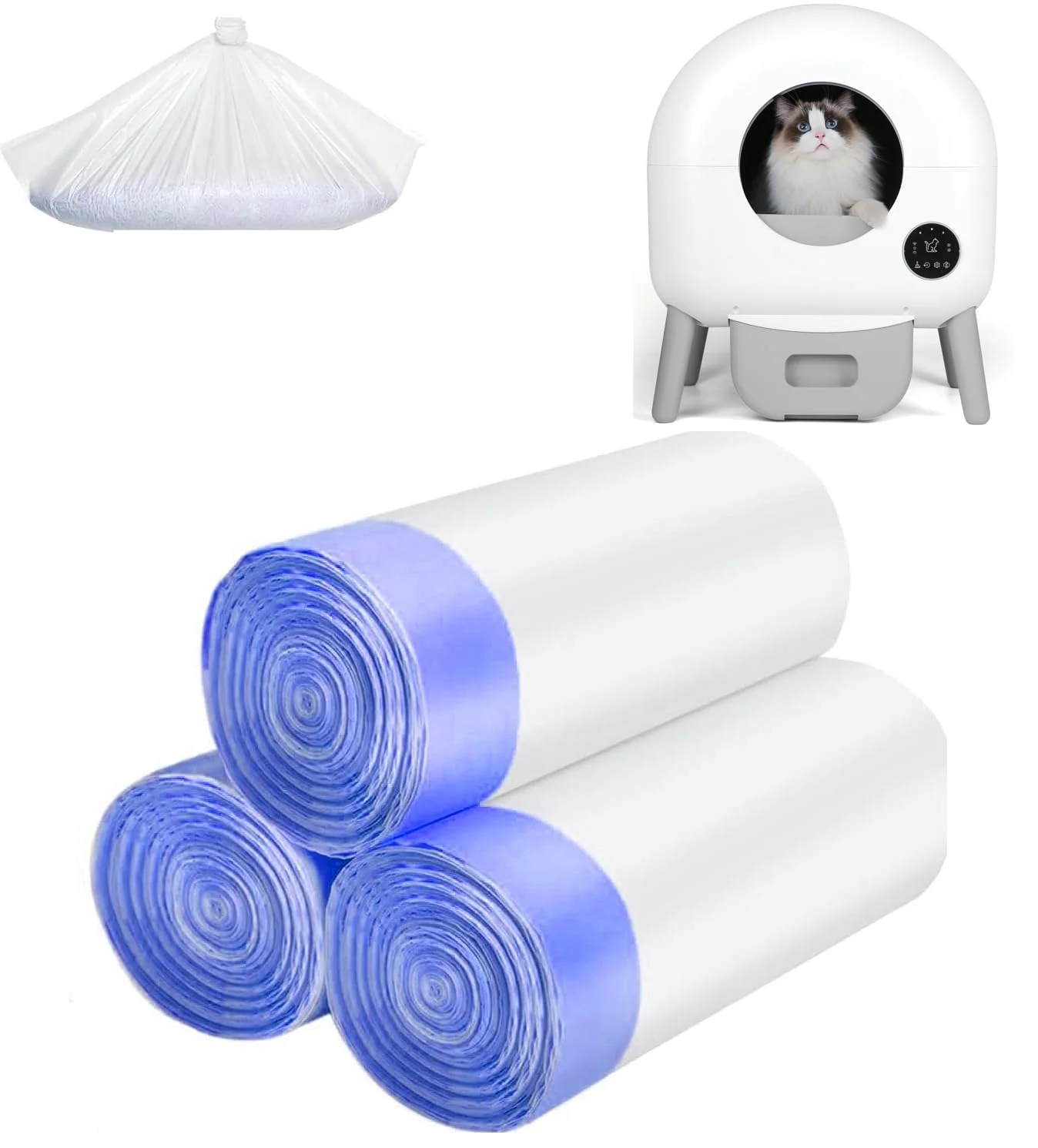 Premium Material CCEOO TOY 60 Count Cat Litter Box Liners — Heavy-Duty Universal Fit Traditional