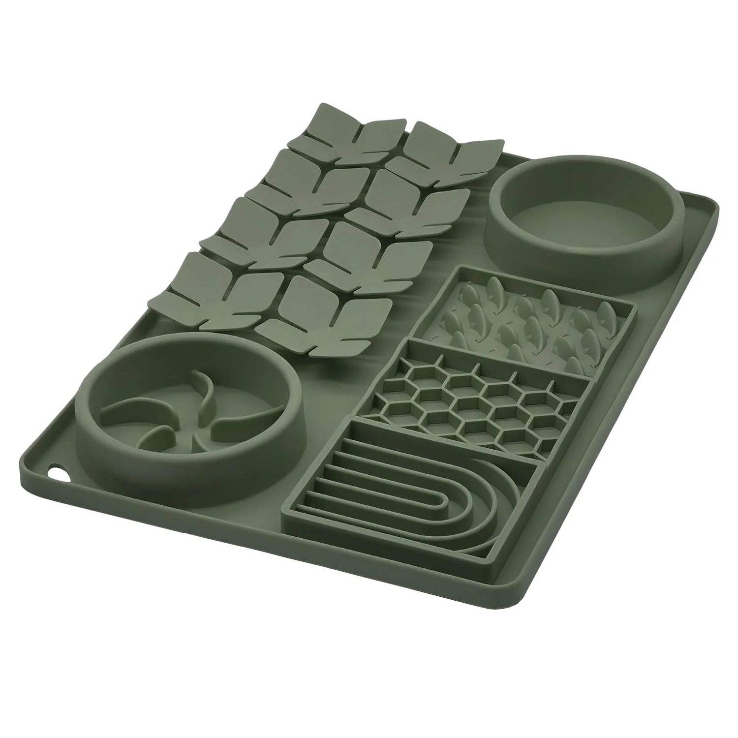Top-Quality Evenco Slow Feeder Bowl Silicone Lick Mat — 4-in-1 Interactive Snuffle Mat for Dogs Cats Dark Green Premium