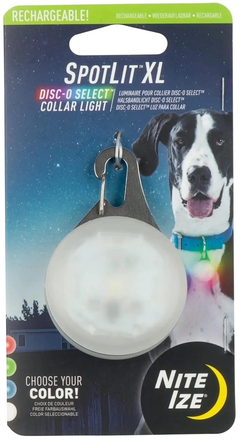 Specialty Nite Ize SpotLit XL Rechargeable Collar Light with Disc-O Select Clip-On LED for Dogs Original Design