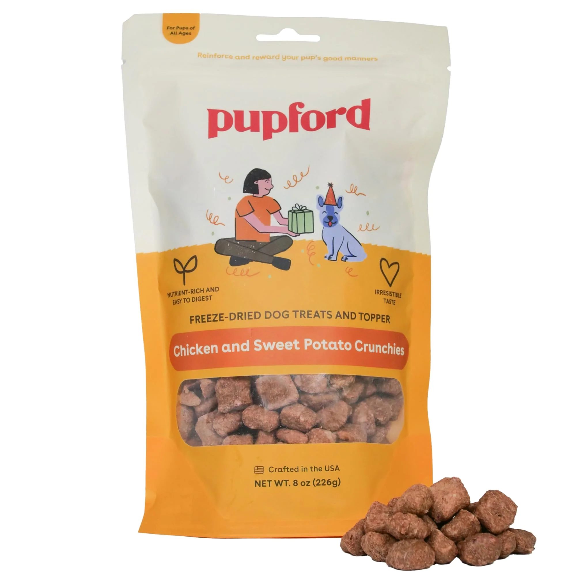 Professional Pupford Crunchies – All-Natural ze-Dried Dog Treats Chicken Sweet Potato 8 oz Carefully Designed