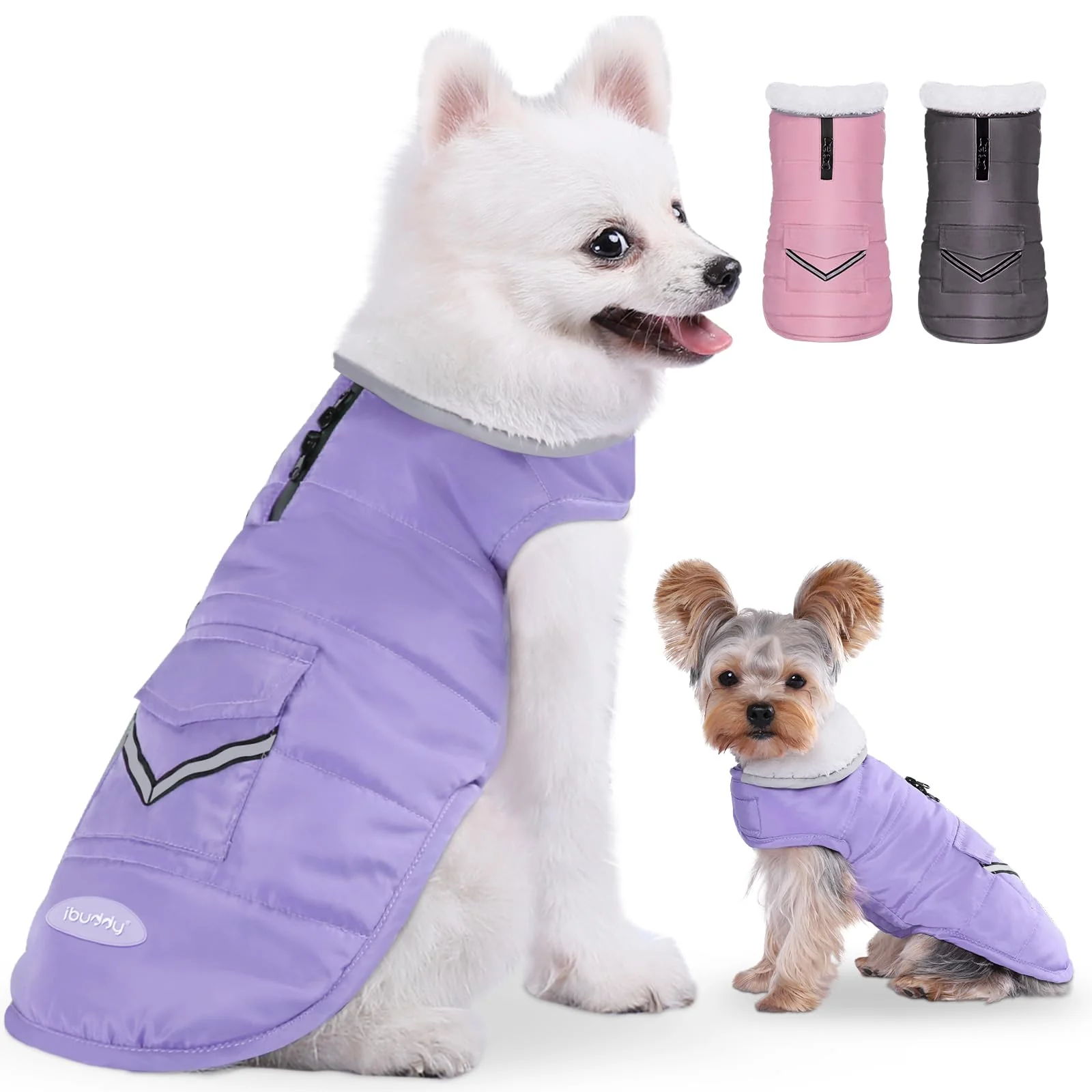 Long-Lasting iBuddy Dog Winter Coat for Small Dogs Waterproof Fleece Snow Jacket with Harness Hole Expertly Made