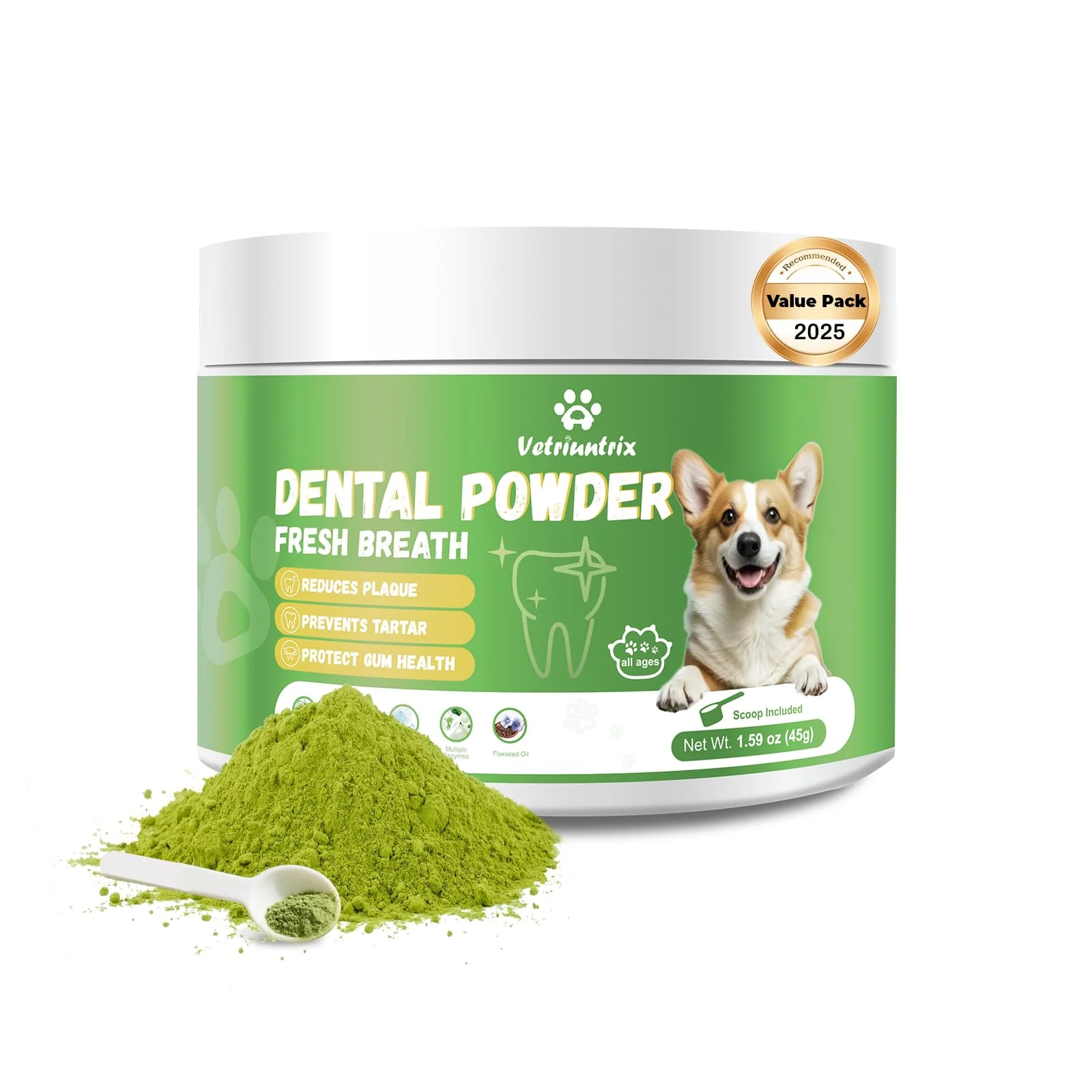 Fast Vetriuntrix Dog Teeth Cleaning Powder — 45g Plaque Tartar Control Breath Freshener Next-Generation